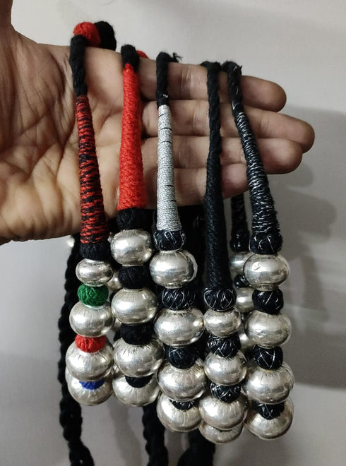 Wax Beads Silver Necklace (oversized beads)